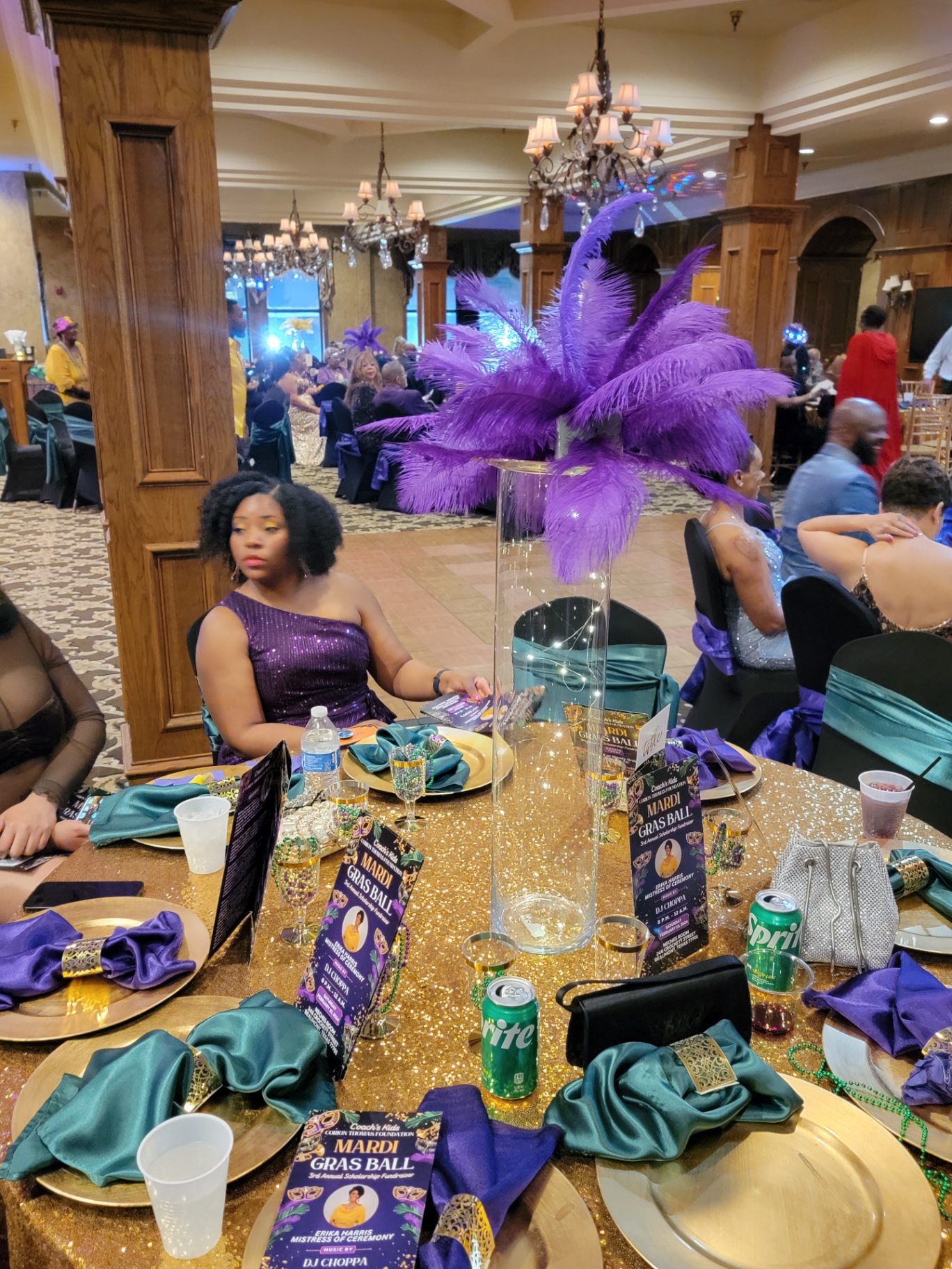 Mardi Gras Ball table setting